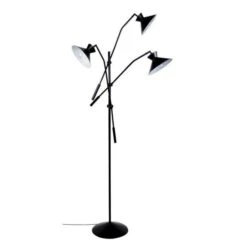 LEEDS Lampadaire En Acier 3 Lumieres - Abat-jour Conique En Acier - 90 X 90 X H190 Cm - Noir Et Blanc - E27