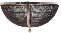 Lustre Classique Acier Argenté Et Tissu Noir Yness 160