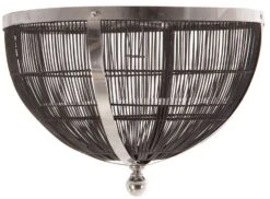 Lustre Classique Acier Argenté Et Tissu Noir Yness 60