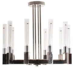 Lustre Colonial Métal Argenté Et Verre Faima