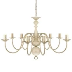Lustre En Métal Blanc Antique 8 X E14 Ampoules -OSRAM || Philips || Bosch Soldes lustre en metal blanc antique 8 x e14 ampoules 3666722454308 772228