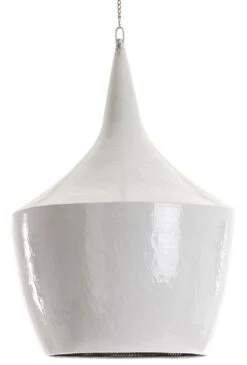 Lustre Moderne En Aluminium Blanc Et Doré Vieux Heikel