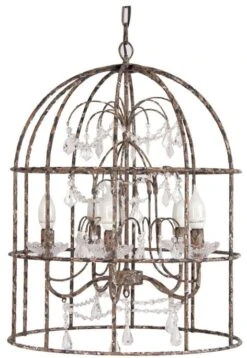 Lustre Provençal Métal Et PVC Marron Vieilli Giany