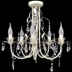 Lustre Suspendu En Cristal 5 Douilles D'ampoule