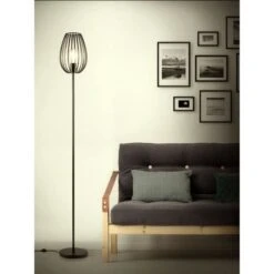 MADDY Lampadaire En Métal - Ø 22 X H 160 Cm - Noir - Ampoule LED Décorative Fournie -OSRAM || Philips || Bosch Soldes maddy lampadaire en metal 22 x h 160 cm noir ampoule led decorative fournie 3248116250309 565189