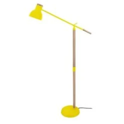 OLSEN Lampadaire Liseuse Articulée En Bois Massif Et Métal Ø80 Cm - Jaune