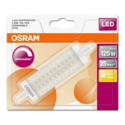 OSRAM Ampoule Crayon LED 118 Mm R7S 15 W équivalent A 125 W Blanc Chaud Dimmable -OSRAM || Philips || Bosch Soldes osram ampoule crayon led 118 mm r7s 15 w equivalent a 125 w blanc chaud dimmable 4058075811737 514556
