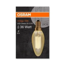 OSRAM Ampoule LED Flamme E14 Vintage Edition 1906 - 4,5 W - Ambré -OSRAM || Philips || Bosch Soldes osram ampoule led flamme e14 vintage edition 1906 4 5 w ambre 4058075119383 515498