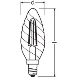 OSRAM Ampoule LED Flamme Torsadée Clair Filament - 4 W = 40 W - E14 - Blanc Chaud -OSRAM || Philips || Bosch Soldes osram ampoule led flamme torsadee clair filament 4 w 40 w e14 blanc chaud 4058075434202 659488