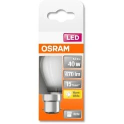 OSRAM Ampoule LED Sphérique Verre Dépoli - 4W équivalent 40W B22 - Blanc Chaud