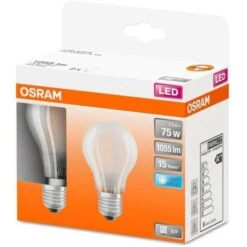 OSRAM Boite De 2 Ampoules LED Standard Verre Dépoli - 7,5W équivalent 75W E27 - Blanc Froid -OSRAM || Philips || Bosch Soldes osram boite de 2 ampoules led standard verre depoli 7 5w equivalent 75w e27 blanc froid 4058075435308 598299
