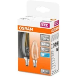 OSRAM BTE2 Ampoule LED Flamme Clair Filament - 4 W = 40 W - E14 - Blanc Froid -OSRAM || Philips || Bosch Soldes osram bte2 ampoule led flamme clair filament 4 w 40 w e14 blanc froid 4058075435261 659524