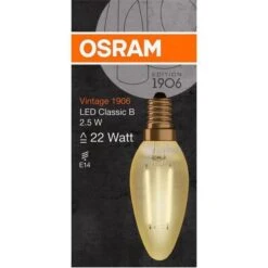 OSRAM Edition 1906 Ampoule Flamme LED Clair Filament Or - 2,5 W = 22 W - E14 - Blanc Chaud