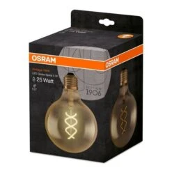 OSRAM Globe LED Spirale Filament E27 Vintage Edition 1906 - 125 Mm - 5 W - Ambré -OSRAM || Philips || Bosch Soldes osram globe led spirale filament e27 vintage edition 1906 125 mm 5 w ambre 4058075092136 515541