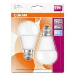 OSRAM Lot De 2 Ampoules LED E27 Standard Dépolie 8 W équivalent A 75 W Blanc Froid -OSRAM || Philips || Bosch Soldes osram lot de 2 ampoules led e27 standard depolie 8 w equivalent a 75 w blanc froid 4058075815759 514521