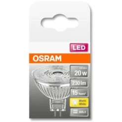 OSRAM Spot MR16 LED 36° Verre - 2,6W équivalent 20W GU5.3 - Blanc Chaud