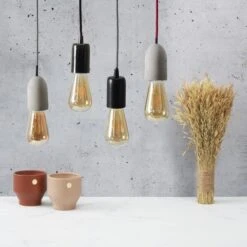 PARIS Suspension Béton - Câble Textile Noir Et Blanc -OSRAM || Philips || Bosch Soldes paris suspension beton cable textile noir et blanc 3664944048961 734063