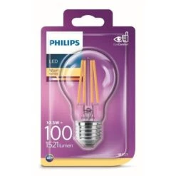 PHILIPS Ampoule LED - Flamme Filament - E27 - 10,5 W - Blanc Chaud