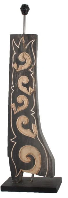 Pied De Lampe En Bois De Mangue Noir Et Naturel Vieilli Cesar