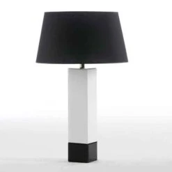 Pied De Lampe Verre Blanc Avec Socle Noir Gracias