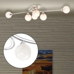 Plafonnier Avec 6 Abats-jour G9 Chromé -OSRAM || Philips || Bosch Soldes plafonnier avec 6 abats jour g9 chrome 8718475532286 605842