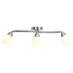 Plafonnier Avec Abat-jour En Verre 3 Ampoules E14 Blanc Bol 2