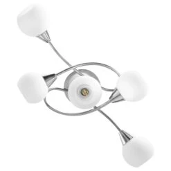 Plafonnier Avec Abat-jour En Verre 5 Ampoules E14 Blanc Bol -OSRAM || Philips || Bosch Soldes plafonnier avec abat jour en verre 5 ampoules e14 blanc bol 3666722779593 748121