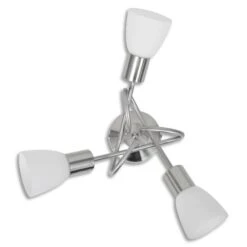 Plafonnier Avec Abat-jour En Verre Pour 3 Ampoules E14 -OSRAM || Philips || Bosch Soldes plafonnier avec abat jour en verre pour 3 ampoules e14 3666722454421 772134