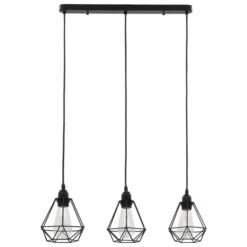 Plafonnier Avec Design De Diamant Noir 3 Ampoules E27 2 -OSRAM || Philips || Bosch Soldes plafonnier avec design de diamant noir 3 ampoules e27 3666722448765 788217