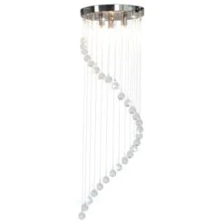 Plafonnier Avec Perles De Cristal Argenté Spirale G9 2
