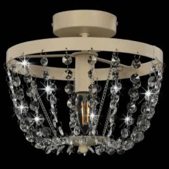 Plafonnier Avec Perles De Cristal Blanc Rond E14 -OSRAM || Philips || Bosch Soldes plafonnier avec perles de cristal blanc rond e14 3666722503174 622342