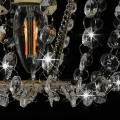 Plafonnier Avec Perles De Cristal Blanc Rond E14 -OSRAM || Philips || Bosch Soldes plafonnier avec perles de cristal blanc rond e14 3666722503174 622345