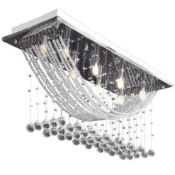 Plafonnier Avec Perles En Verre Cristal Étincelant Blanc 8 X G9 29 Cm -OSRAM || Philips || Bosch Soldes plafonnier avec perles en verre cristal etincelant blanc 8 x g9 29 cm 3666722514408 604268