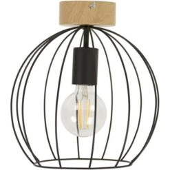 Plafonnier Ottawa - Métal - Ø26 Cm - E27 - 40 W - Bois Foncé - COREP