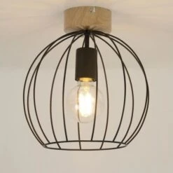 Plafonnier Ottawa - Métal - Ø26 Cm - E27 - 40 W - Bois Foncé - COREP -OSRAM || Philips || Bosch Soldes plafonnier ottawa metal 26 cm e27 40 w bois fonce corep 3188000775962 1133556