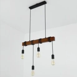 Suspension Bois Massif Foncé Et Noir Zorren