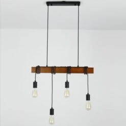 Suspension Bois Massif Foncé Et Noir Zorren -OSRAM || Philips || Bosch Soldes suspension bois massif fonce et noir rezo 3327480054901 557922