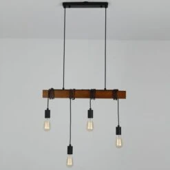 Suspension Bois Massif Foncé Et Noir Zorren -OSRAM || Philips || Bosch Soldes suspension bois massif fonce et noir rezo 3327480054901 557923