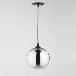 Suspension Boule Verre Gris Sarie D 24 X H 28 Cm