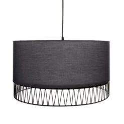 Suspension En Métal Et Tissu - Ø 45 Cm - Gris Foncé