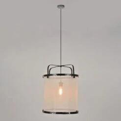 Suspension Hikari - Tissu Et Bambou - Lanterne - E27 - Ø35 Cm - Noir -OSRAM || Philips || Bosch Soldes suspension hikari tissu et bambou lanterne e27 35 cm noir 3188000774026 1136097