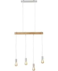 Suspension Industrielle 4 Ampoules Bois Clair Et Blanc Igo -OSRAM || Philips || Bosch Soldes suspension industrielle 4 ampoules bois clair et blanc igo 3248116418037 1140458