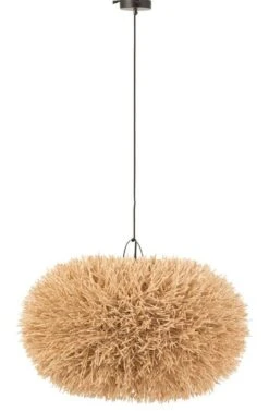 Suspension Lampe/abat Jour Ovale Rotin Naturel Sasha H 45.5 Cm