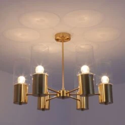 Suspension Métal Doré 6 Lampes Picko -OSRAM || Philips || Bosch Soldes suspension metal dore 6 lampes olympic 3327480055076 532621