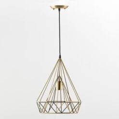 Suspension Métal Doré Charme L 30 X H 42 X P 30 Cm