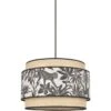 Suspension Milo - Coton Imprimé Et Raphia - Ø 38 Cm - Raphia Et Sapajou