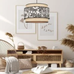 Suspension Milo - Coton Imprimé Et Raphia - Ø 38 Cm - Raphia Et Sapajou -OSRAM || Philips || Bosch Soldes suspension milo coton imprime et raphia 38 cm raphia et sapajou 3188000768865 597760