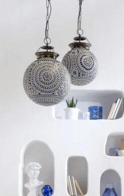 Suspension Mosaïque En Verre Bleu Et Blanc Ekio - Lot De 2 2 -OSRAM || Philips || Bosch Soldes suspension mosaique en verre bleu et blanc ekio lot de 2 5400924209674 1369014