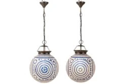 Suspension Mosaïque En Verre Bleu Et Blanc Ekio - Lot De 2 2 -OSRAM || Philips || Bosch Soldes suspension mosaique en verre bleu et blanc ekio lot de 2 5400924209674 1369015
