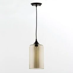 Suspension Verre Ambré Leroi D 18 X H 37 Cm